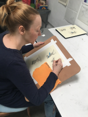 Rebecca working on Howard and Posy Vignettes 3